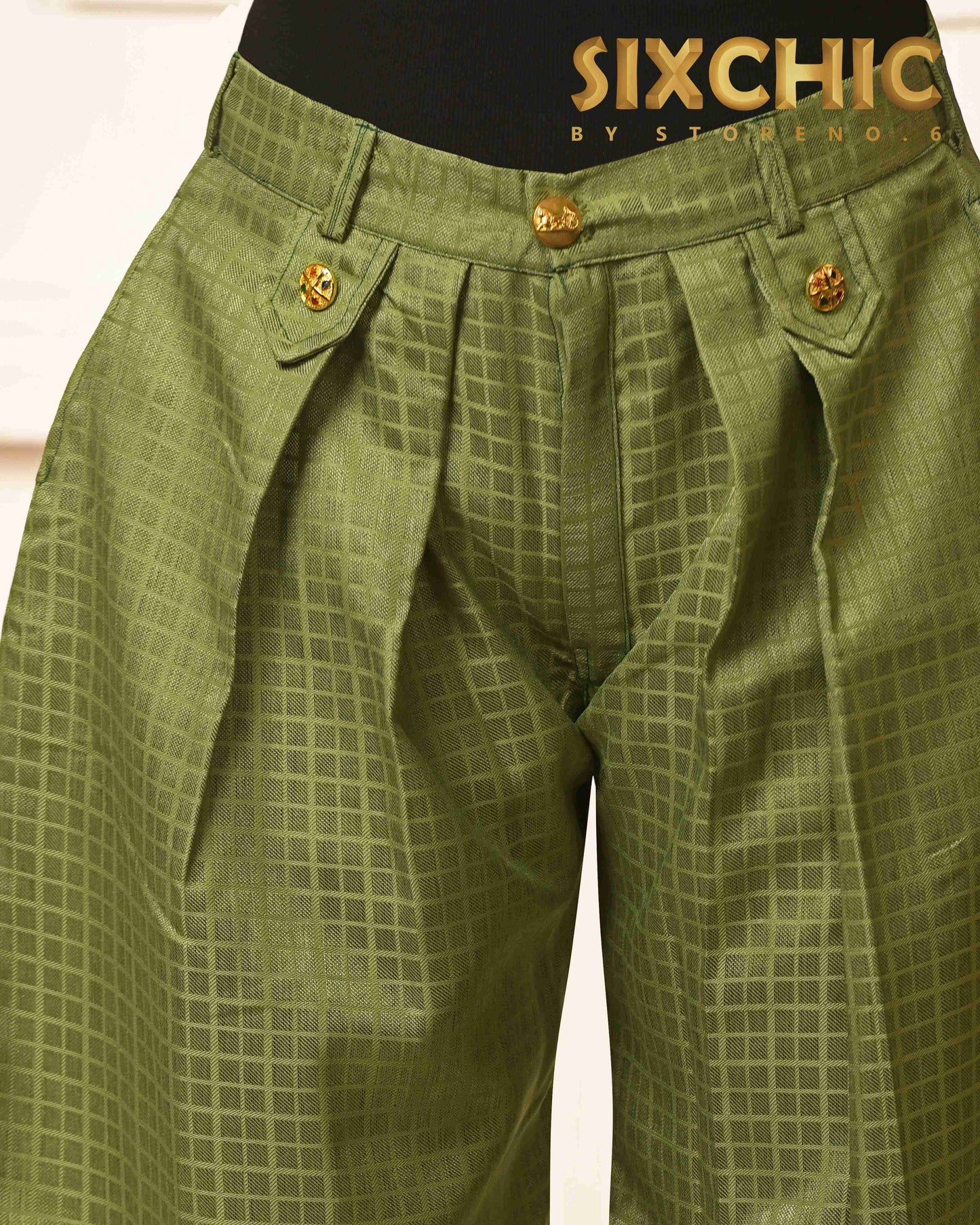 OLIVE ORIENT WAISTCOAT WITH PICKLE PASSION TROUSERS